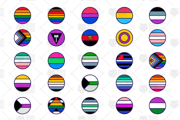25 Outline Pride Flag Round Icons: Symbols of a Diverse Community