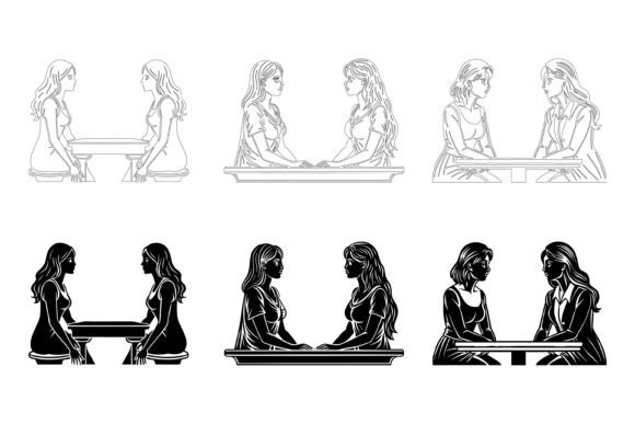 Bringing Conversations to Life: The Power of the Two Young Female Workers Chatting Illustration