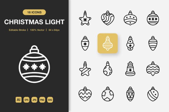 Elevate Your Holiday Projects with Christmas Light Outline Icons