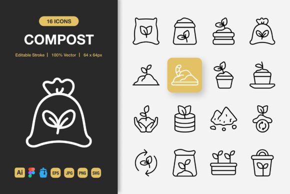 Elevate Your Projects with Compost Outline Icons