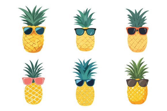 Evaluating Pineapples Wearing Sunglasses AI EPS Illustration Collections