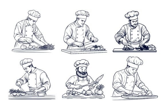 Man Cooking Illustrations for Creative Projects