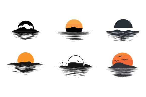 Sun Goes Down over the Sea: An AI EPS Illustration Set That Brings Peace to Your Projects