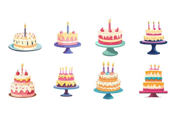 Sweet Birthday Cakes: A Celebration of Customizable Design Assets