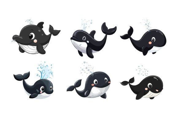 Unlocking Creativity: The Killer Whale Cartoon Illustration Set